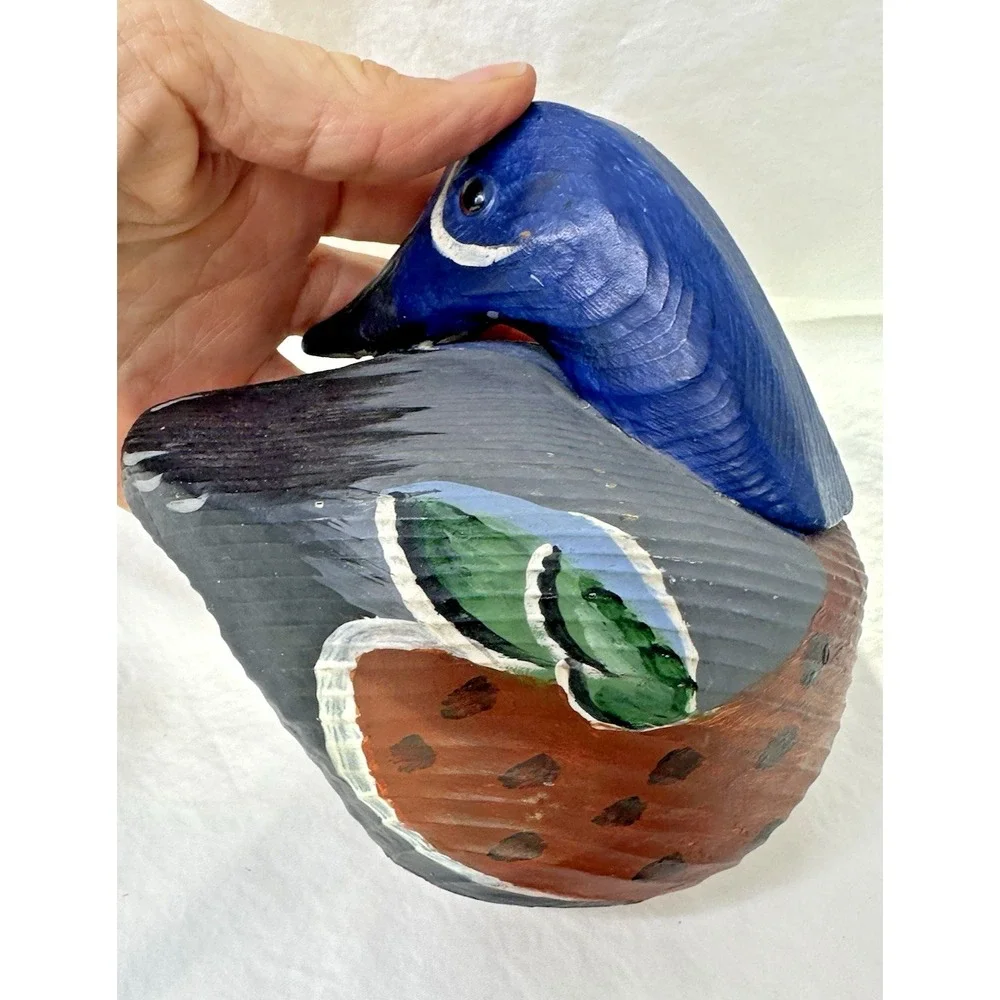 Jim Gibbs Wood Carved Ducks Painted Set 2 Decoy Decor Hanging Folkart 1980s